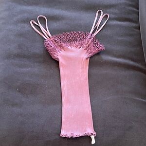 Purple Silk Lace Trim Chemise. Made in Italy